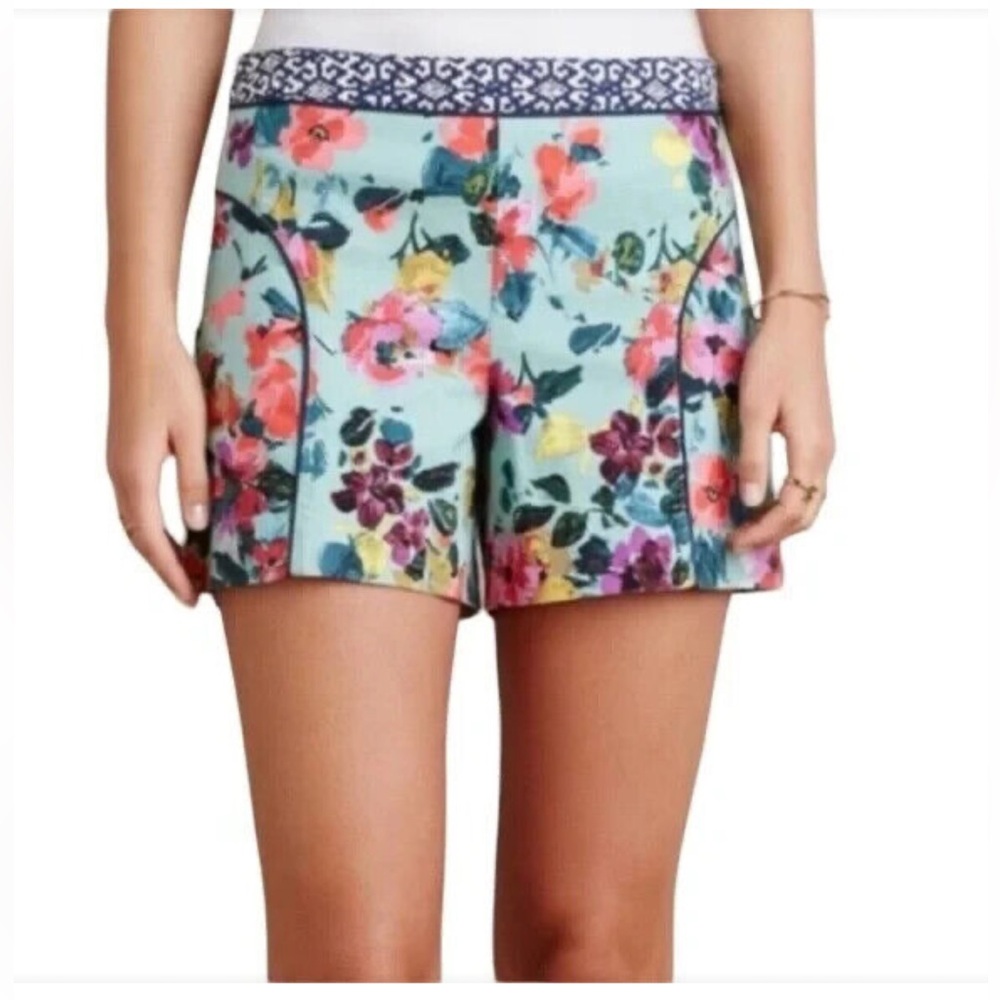 Anthropologie Cartonnier Sky Flower Floral Print Shorts Size 8